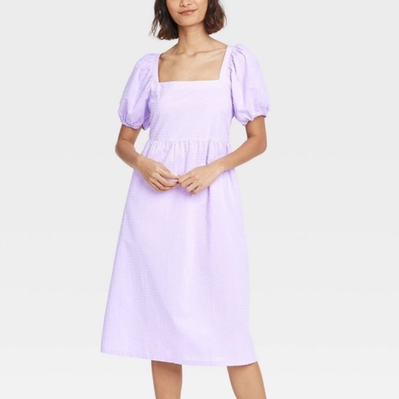 a new day Dresses & Skirts - A New Day Lavender Bubble Sleeve Midi Dress